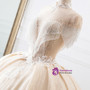 Chammpagne Ball Gown Tulle Sequins High Neck Backless Wedding Dress