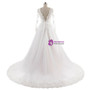 Long Sleeves V Neckline Backless Lace Appliques Wedding Gowns