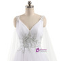 A-Line Sexy V Neck Custom Made Beaded Appliques Wedding Dress