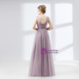 Purple Tulle Straps Backless Pleats Floor Length Prom Dress