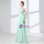 A-Line Green Chiffon Backless Prom Dress With Crystal Bow