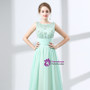A-Line Green Chiffon Backless Prom Dress With Crystal Bow