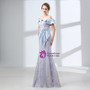 Blue Lace Mermaid Off The Shoulder Floor Length Prom Dress