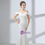 White Satin Mermaid Spaghetti Straps Backless Prom Dress