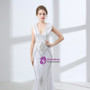 White Mermaid V-neck Backless Cap Sleeve Witn Beading Prom Dress