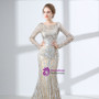 Silver Mermaid Sequins Long Sleeve Floor Length Prom Dress