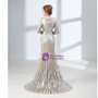 Silver Mermaid Sequins Long Sleeve Floor Length Prom Dress