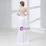 White Mermaid Chiffon V-neck Backless Prom Dress With Crystal