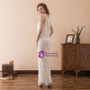 A-Line White Tassel Lace Halter Sleeveless Long Prom Dress
