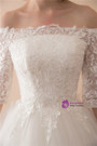 White Tulle Lace Short Sleeve Off The Shoulder Wedding Dress