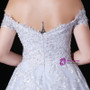 White Ball Gown Tulle Lace Appliques Off The Shoulder Wedding Dress