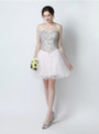 Light Pink Tulle Sweetheart Neck With Crystal Homecoming Dress