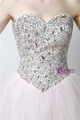 Light Pink Tulle Sweetheart Neck With Crystal Homecoming Dress