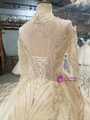 Champagne Ball Gown Off The Shoulder Long Sleeve Beading Appliques Weddign Dress