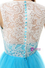A-Line Blue Tulle Lace Sleeveless Floor Length Prom Dress