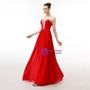 Red Chiffon Sweetheart Neck Pleats Bridesmaid Dress With Beading
