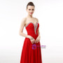 Red Chiffon Sweetheart Neck Pleats Bridesmaid Dress With Beading