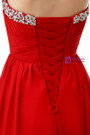 Red Chiffon Sweetheart Neck Pleats Bridesmaid Dress With Beading