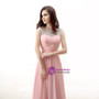 A-Line Pink Chiffon Backless Long Prom Dress With Pleats Crystal