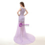 Purple Mermaid V-neck Tulle Crystal Prom Dress With Side Split