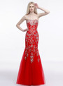 Red Mermaid Sweetheart Neck Floor Length Prom Dress With Crystal