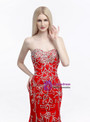 Red Mermaid Sweetheart Neck Floor Length Prom Dress With Crystal