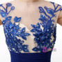 Royal Blue Chiffon Embroidery Sequins Backless Long Prom Dress