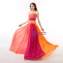 Colorful Chiffon Sweetheart Pleats Long Prom Dress With Crystal