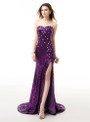 Purple Sequins Mermaid Sweetheartr Neck Prom Dress With Crystal