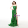 Purple Sequins Mermaid Sweetheartr Neck Prom Dress With Crystal