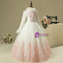 White Tulle High Neck Long Sleeve With Appliques Flower Girl Dress