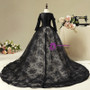 Black Tulle Lace Long Sleeve Flower Girl Dress With Sequins