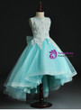 Blue Tulle Hi Lo Appliques Flower Girl Dress With Bow