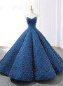 Blue Ball Gown Sweetheart Sequins Weddign Dress With Beading