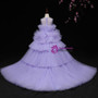 A-Line Purple Tulle Hi Lo Flower Girl Dress With Long Train