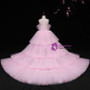 Pink Tulle Hi Lo Appliques Flower Girl Dress With Long Train