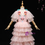 A-Line Pink Tulle Puff Sleeve Appliques Flower Girl Dress