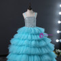 Sky Blue Tulle Sequins Spaghetti Straps Flower Girl Dress
