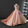 Pink Ball Gown Applqiues With Train Flower Girl Dress