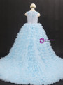Sky Blue Ball Gown Tulle Appliques Flower Girl Dress