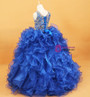 Royal Blue Ball Gown Organza With Crystal Flower Girl Dress