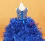 Royal Blue Ball Gown Organza With Crystal Flower Girl Dress