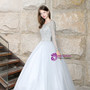 Silver Gray Tulle Long Sleeve Backless Quinceanera Dresses With Sequins