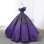 Purple And Black Sequins Off The Shuolder Wedding Dress