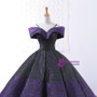 Purple And Black Sequins Off The Shuolder Wedding Dress