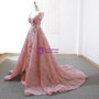 A-Line Pink Sequins V-neck Backless Appliques Wedding Dress