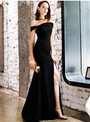 In Stock:Ship in 48 Hours Black Mermaid Satin Off The Shoulder Prom Dress