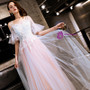 In Stock:Ship in 48 Hours Pink Tulle Spaghetti Straps Prom Dress