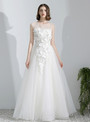 In Stock:Ship in 48 Hours White Tulle Appliques Weddign Dress
