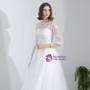 In Stock:Ship in 48 Hours White Lace Tulle 3/4 Sleeve Weddign Dress